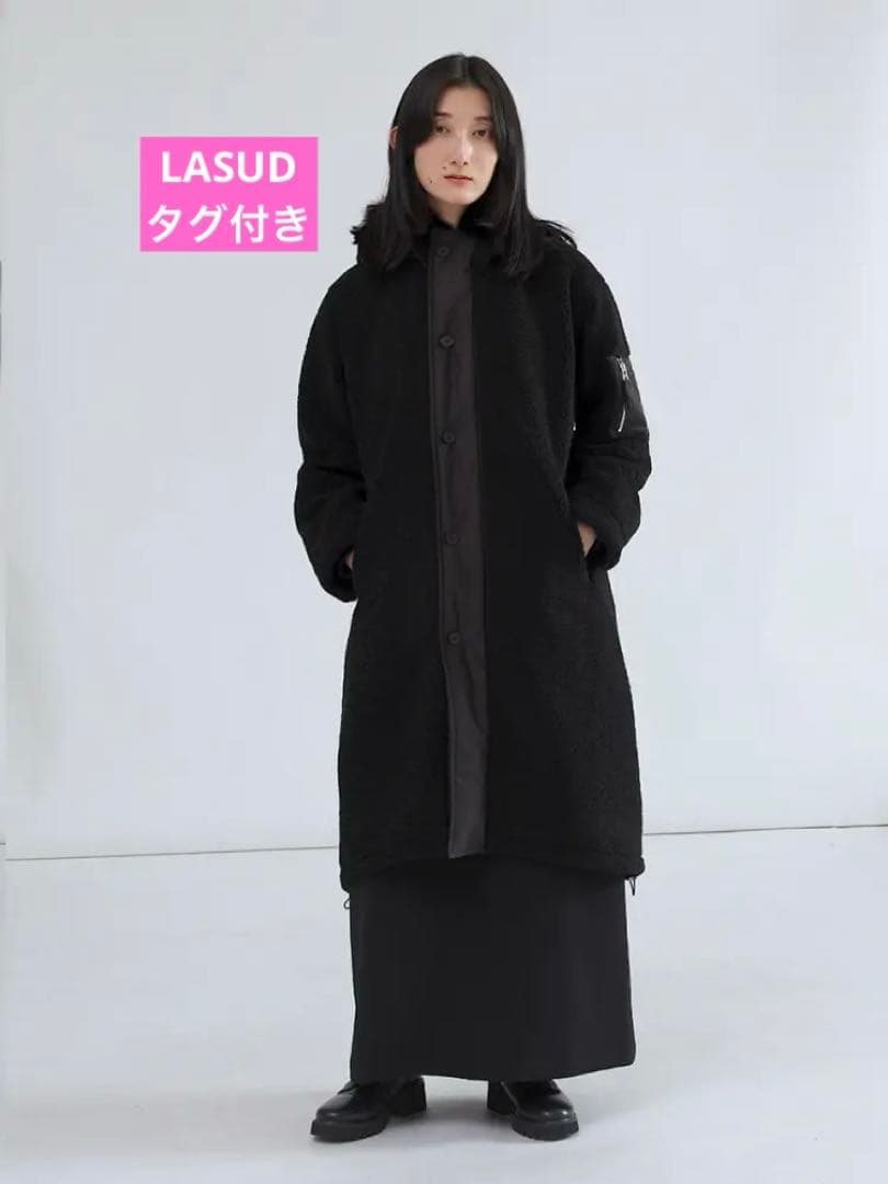 LASUD ファーボアコートブラック未使用品　サイズ9号定価34000円タグ付き