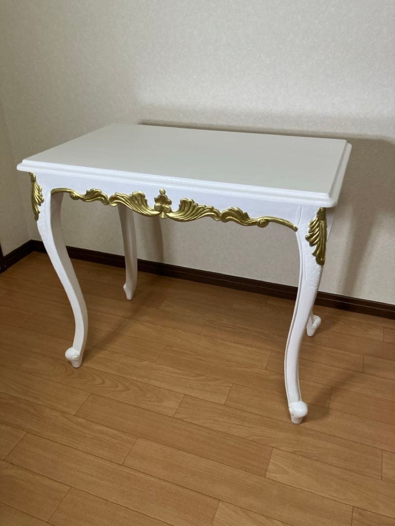 姫系　アンティーク風　猫足　ゴールドレリーフ　デスク　ロココ風