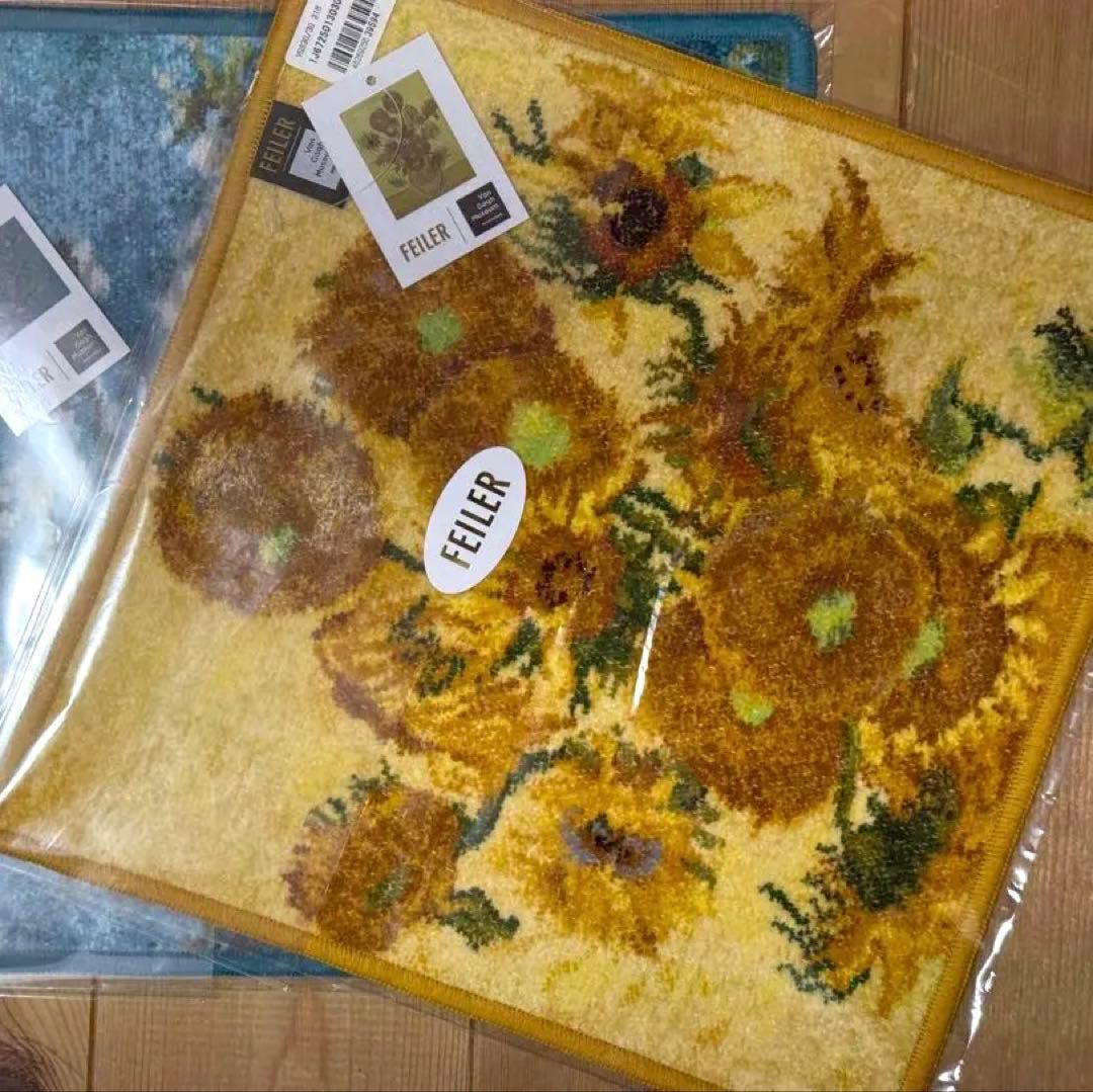 新品 フェイラー ハンカチ ゴッホ サンフラワーズ アーモンド ブロッサム