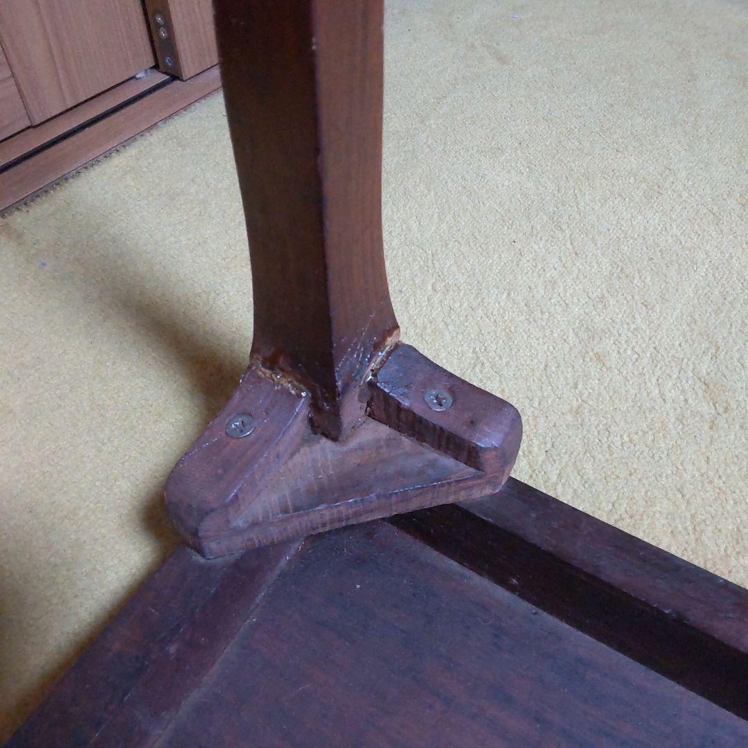 木製テーブル 象嵌細工 ダークブラウン