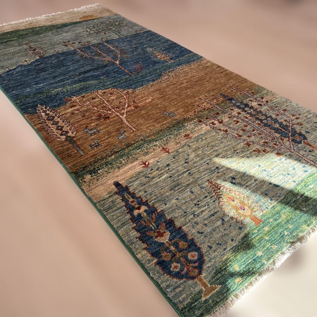 トルコ絨毯 手織りウール 155×71cm 保証書付