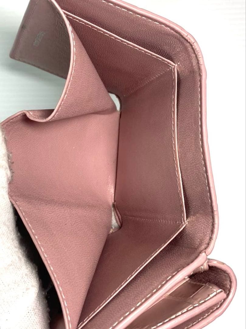 バレンシアガ　アワーグラス　クロコ型押し　レザー　三つ折り財布　Bロゴ　ピンク