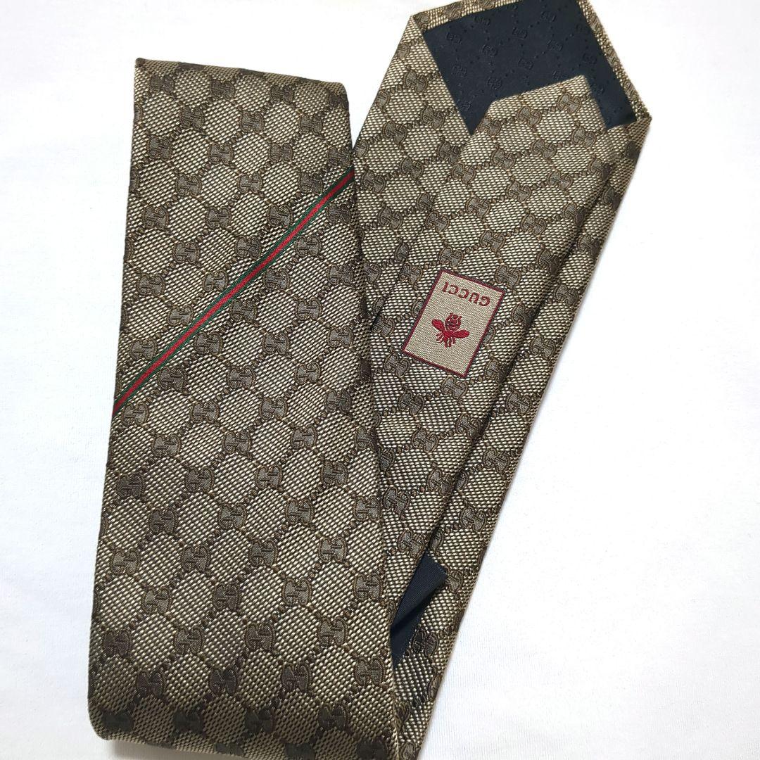 GUCCI シェリーライン ネクタイ ベージュ系