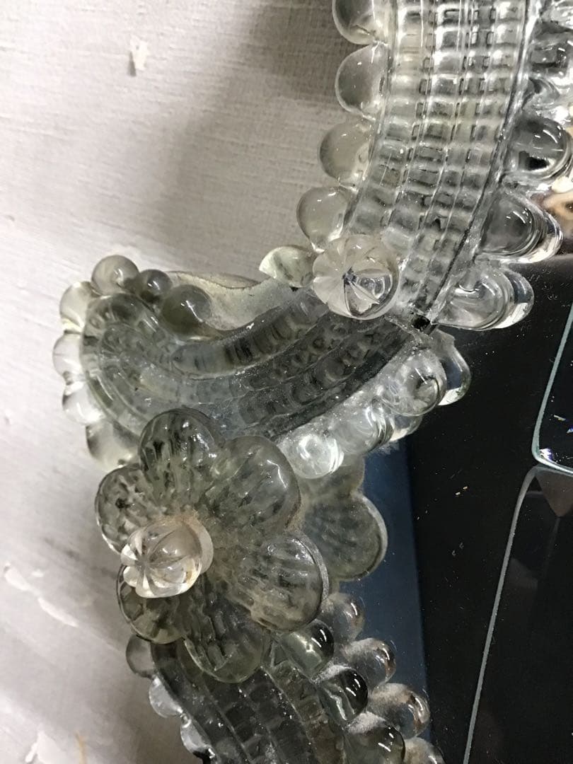 管256☆イタリア製ほ☆アンティーク☆ヴェネチアンガラス☆壁掛けミラー