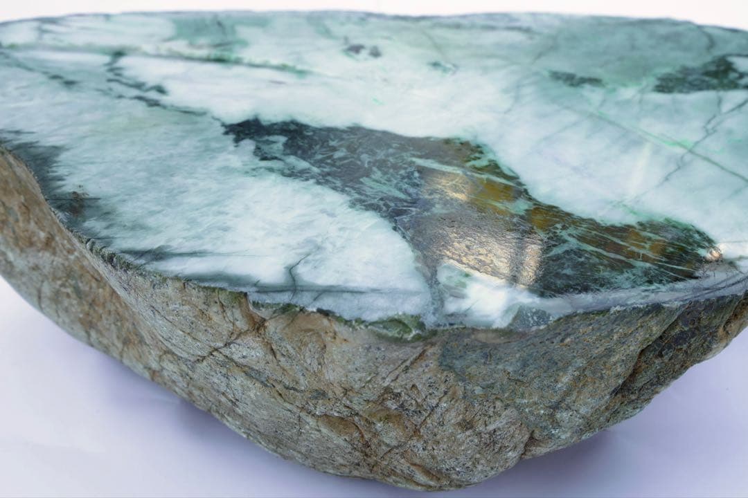 上質翡翠　紫翡翠　緑　ヒスイ　原石　輪切　玉　特大　材料　自然石　鉱石　鉱物