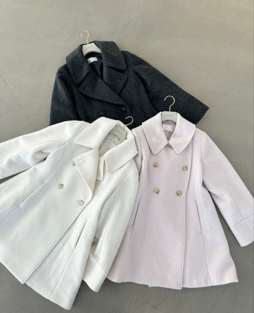 anmille フレアAラインコート　チャコール　グレー