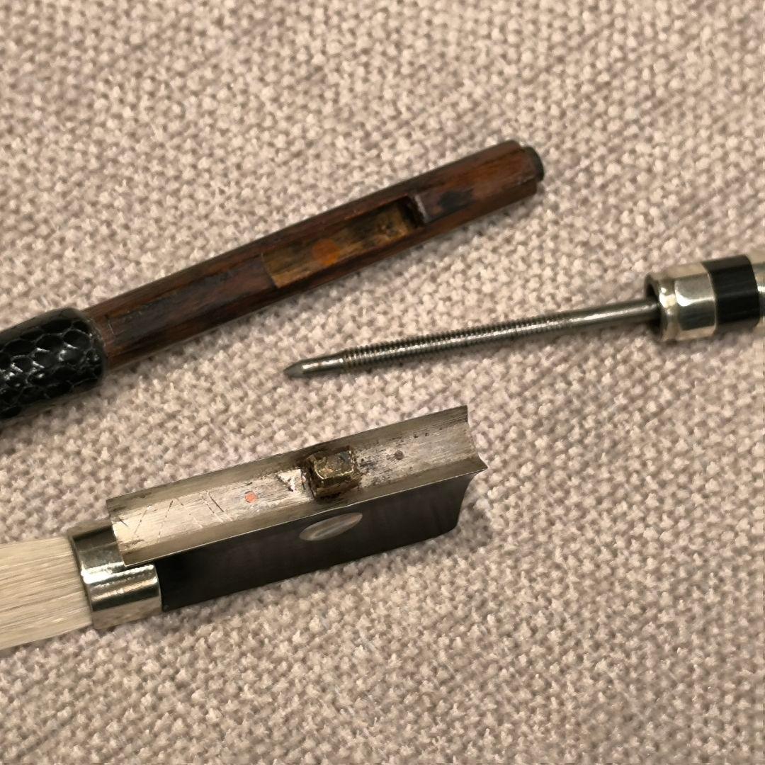 【オールド】バイオリン弓 4/4 フェルナンブーコ材 無刻印 スティック修復済