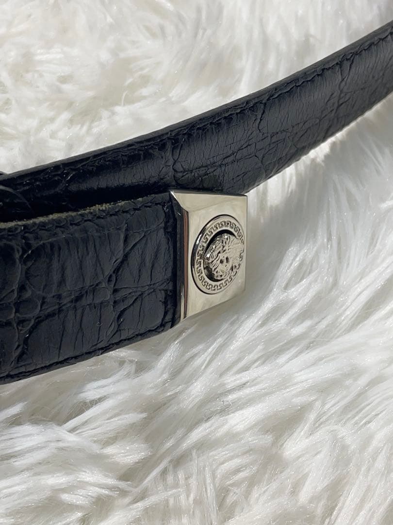 希少　GIANNI VERSACE 本革 メデューサ金具 ベルト 黒 イタリア製