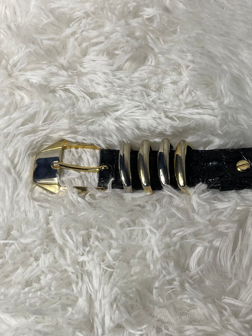 希少　GIANNI VERSACE 本革 メデューサ金具 ベルト 黒 イタリア製