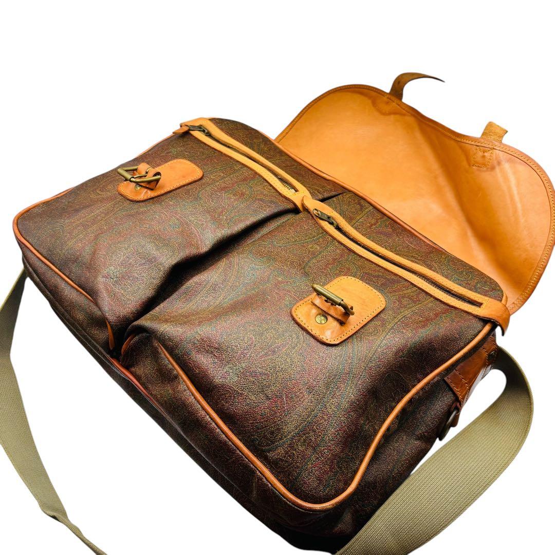 希少エトロ メッセンジャーバッグ ペイズリー 大容量 特大 肩掛け クロスボディ