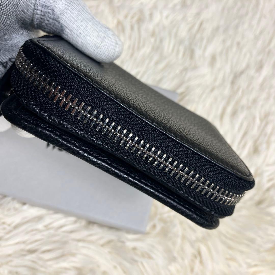 【美品】 ヴィヴィアン 折り財布 オーブ レザーブラック 箱付き