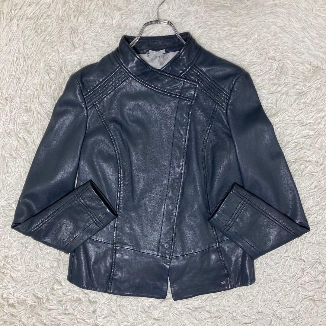 HUGO BOSS✨異素材　ソフトラムレザージャケット　レオパード　ニット　M