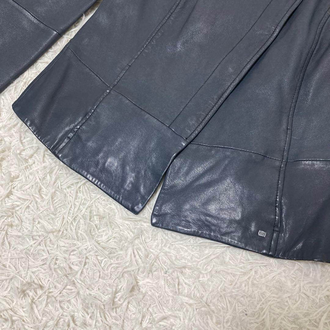 HUGO BOSS✨異素材　ソフトラムレザージャケット　レオパード　ニット　M