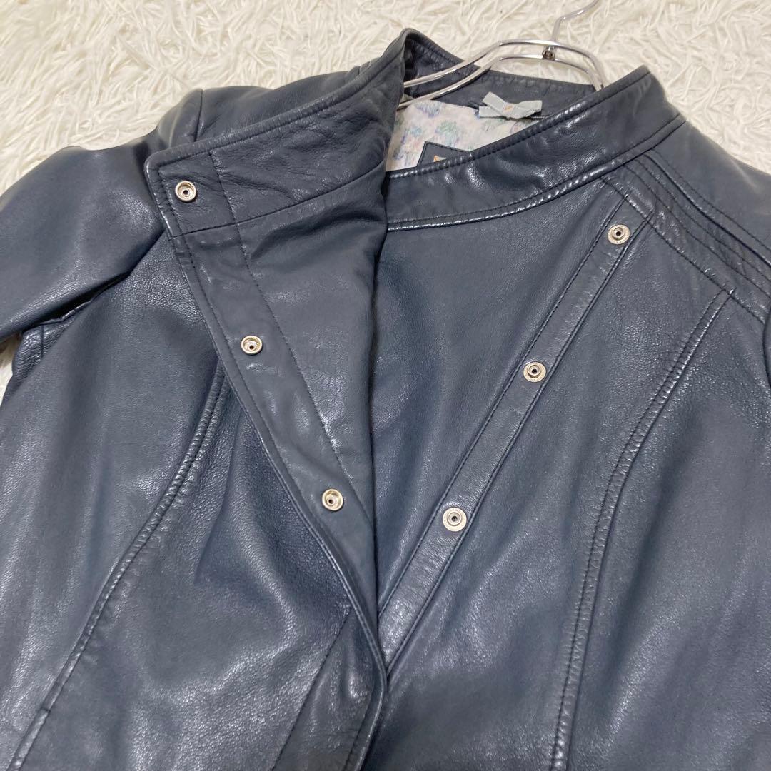 HUGO BOSS✨異素材　ソフトラムレザージャケット　レオパード　ニット　M