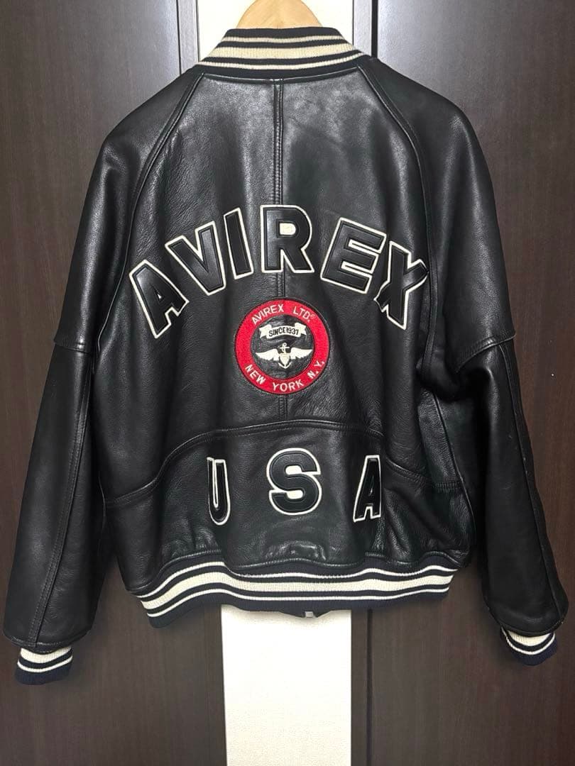 アヴィレックス AVIREX　牛革　VARSITY JACKET 黒