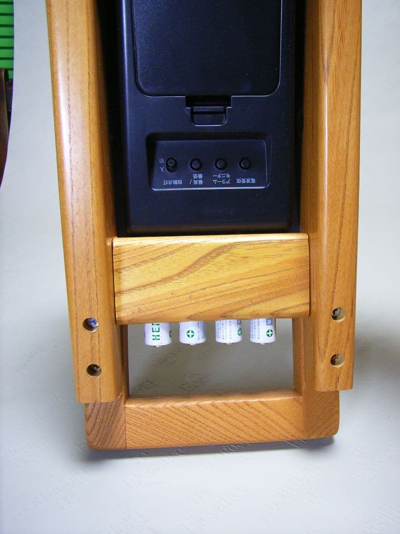 S010総欅板材ハンドル付き斜め型電波目覚まし時計（カシオTQT−351NJ使用