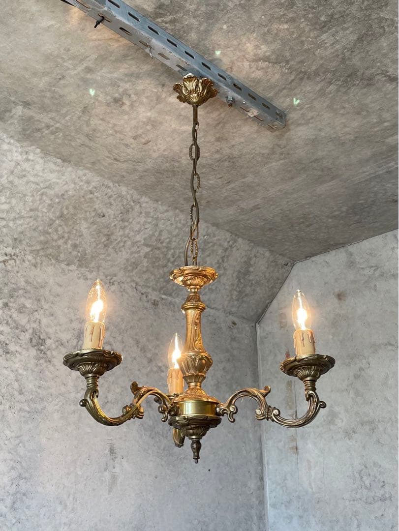 29. フランス アンティーク シャンデリア 3灯 キャンドル ライト 吊り下げ