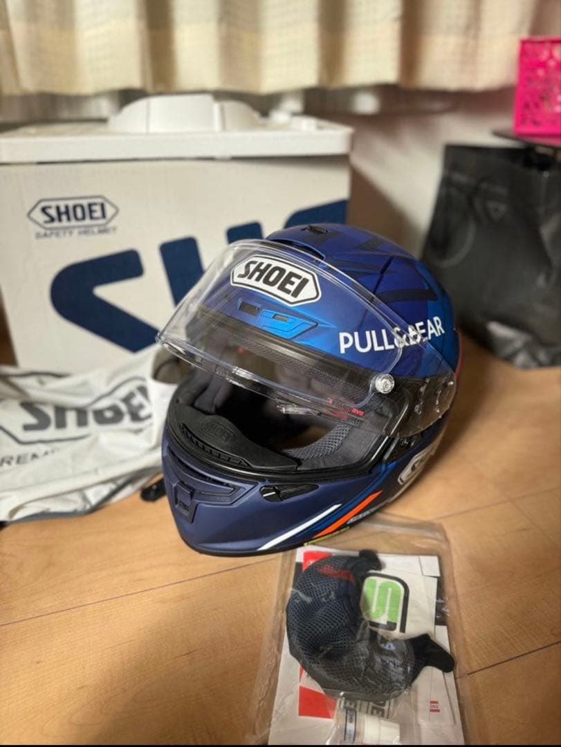 SHOEI フルフェイスヘルメット 青/白/オレンジ