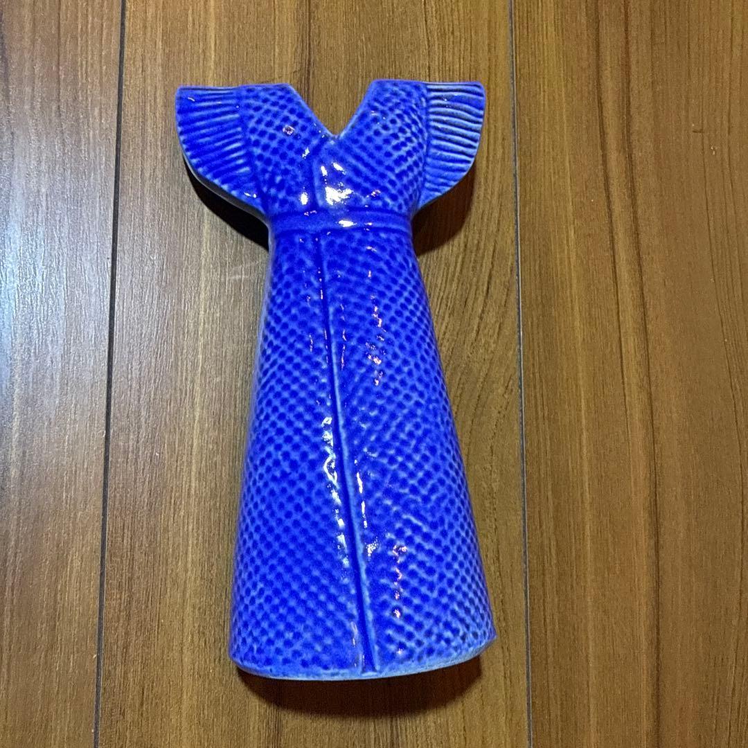リサラーソン　青色 ドレス型 陶器花器 約30cm