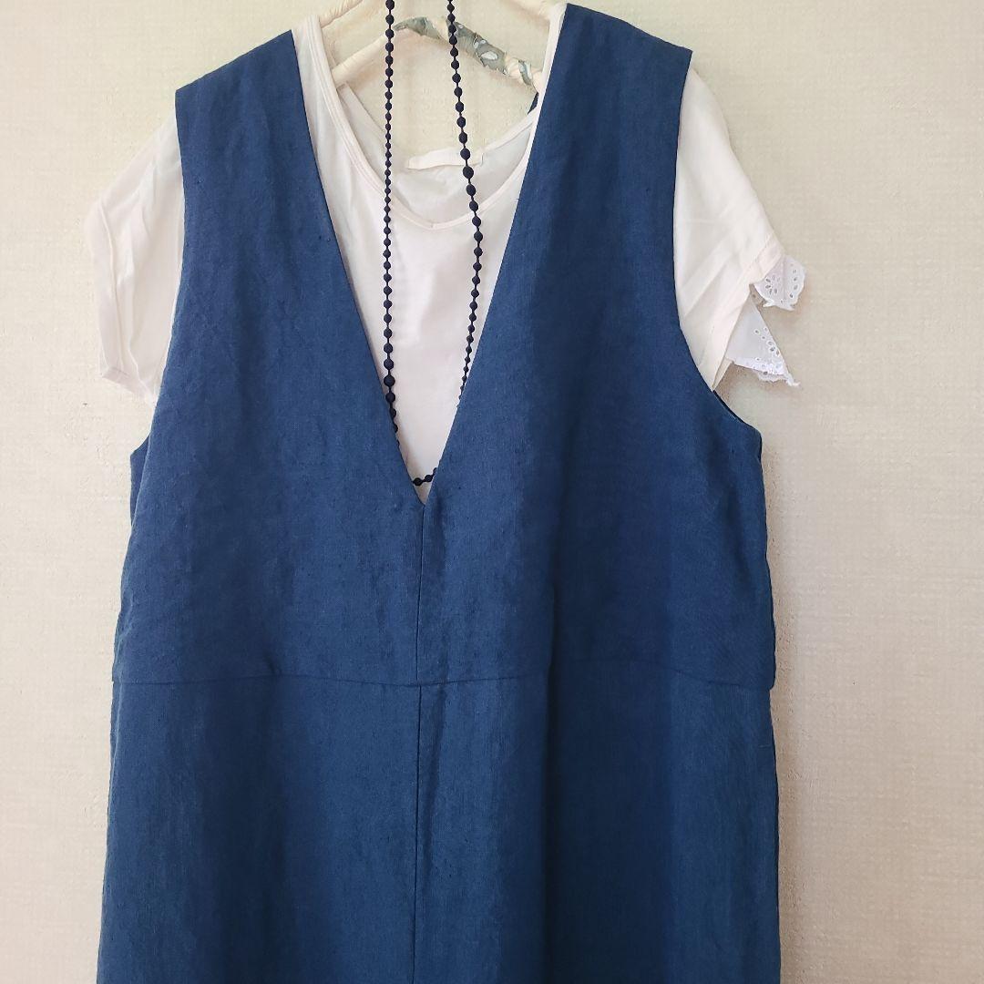 専用です　中川政七商店　厚手麻サロペット　藍青