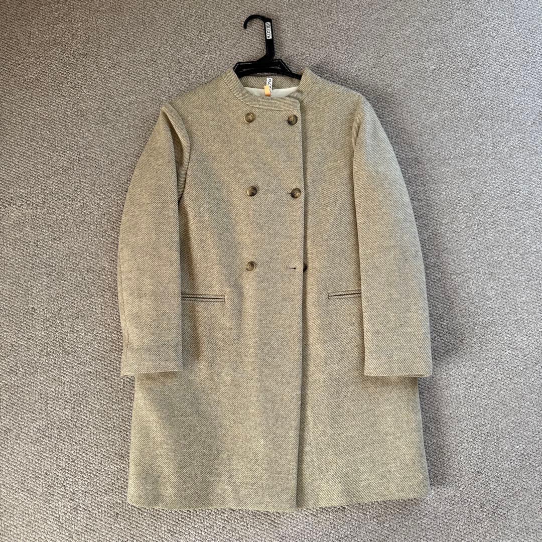 Bonpoint ベージュ ダブルブレスト ウールコート　14A