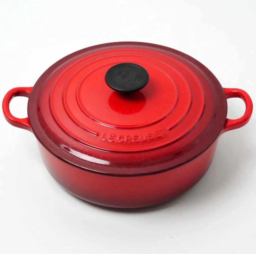 【美品】LE CREUSET　ココット ジャポネーズ チェリーレッド　24cm