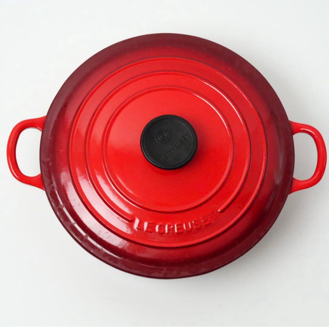 【美品】LE CREUSET　ココット ジャポネーズ チェリーレッド　24cm