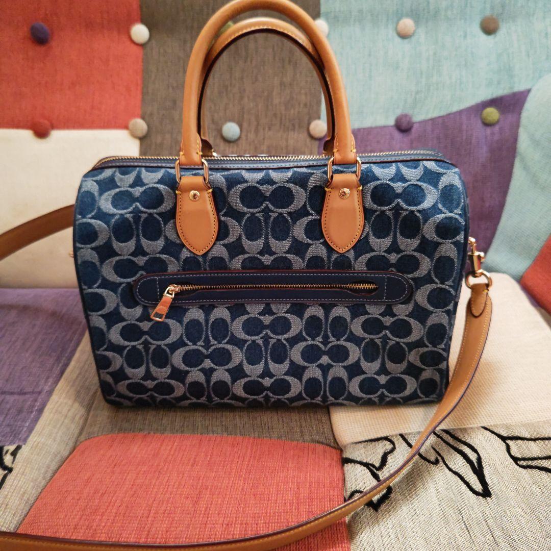 ももたCOACH コーチ ショルダーバッグ ボストンバッグ デニムネイビー