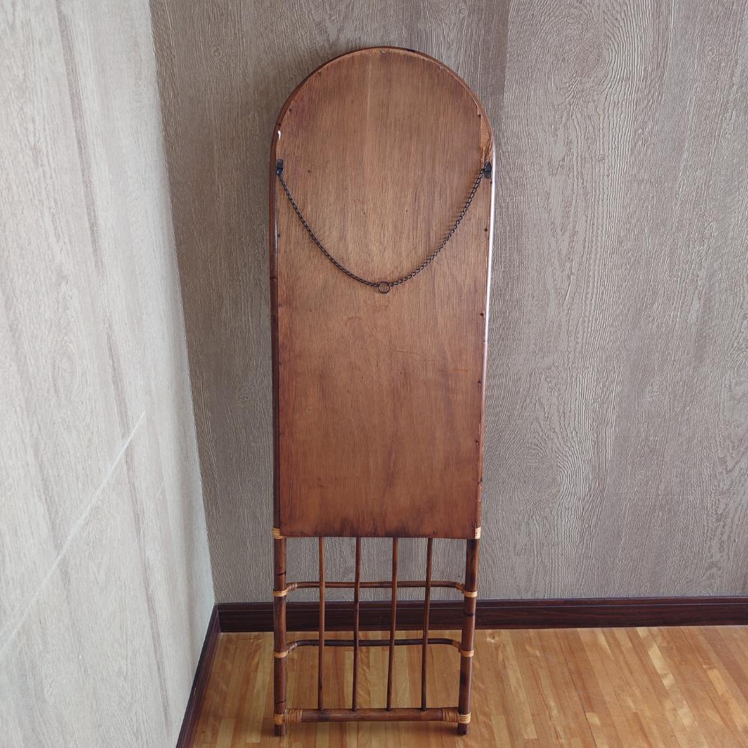 ラタン製スタンドミラー 高さ142cm【匿名配送】