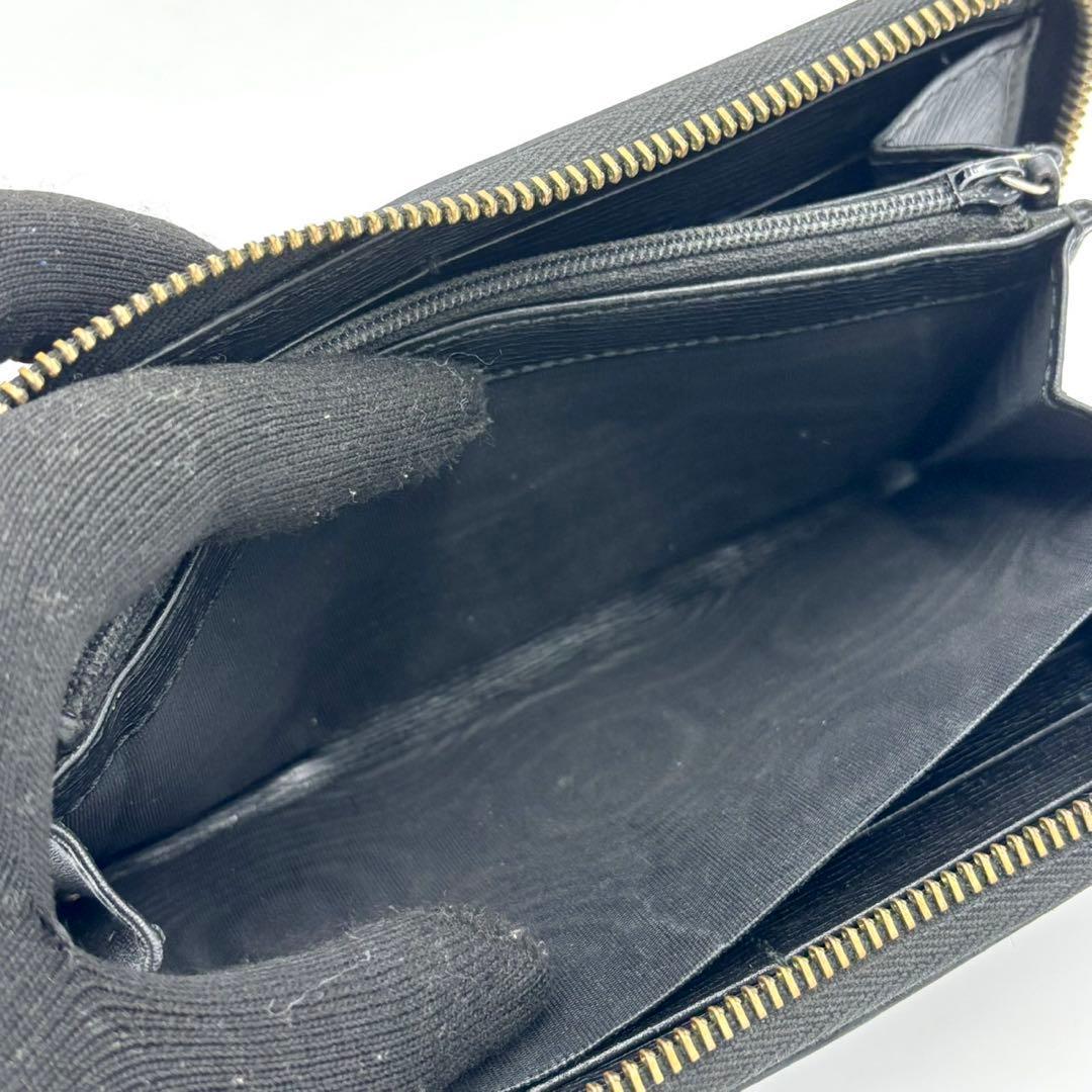 GUCCI グッチ 長財布 ラウンドジップ インターロッキング レザー ブラック