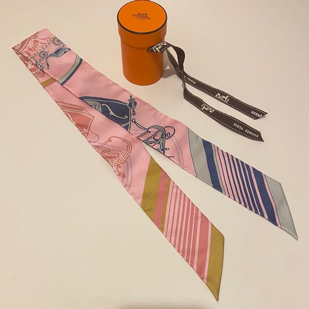 【美品】エルメス ツイリー ピンク