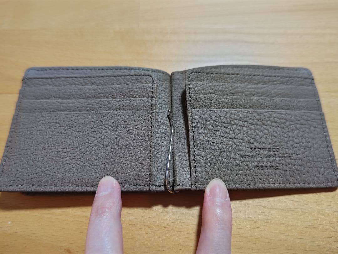 SLOW グレー レザー マネークリップ　beams別注