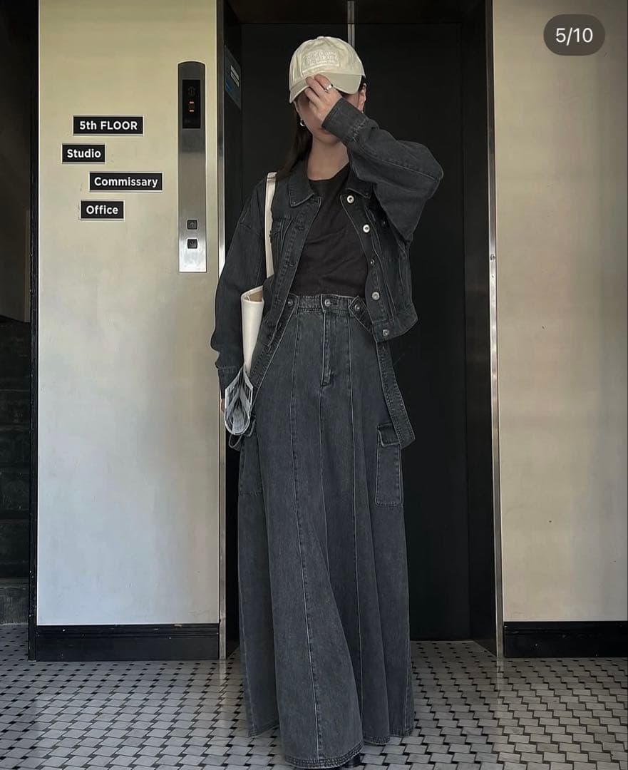 ダークグレー デニム サロペット