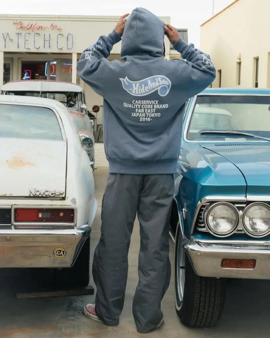 トップス HIDEANDSEEK CarService Hooded D-BLUE L