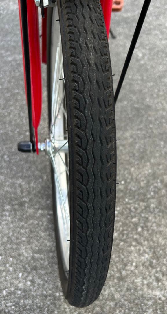 東京受渡 折り畳み自転車 20インチ 6段変速 赤 ライト・鍵・スマホホルダ付