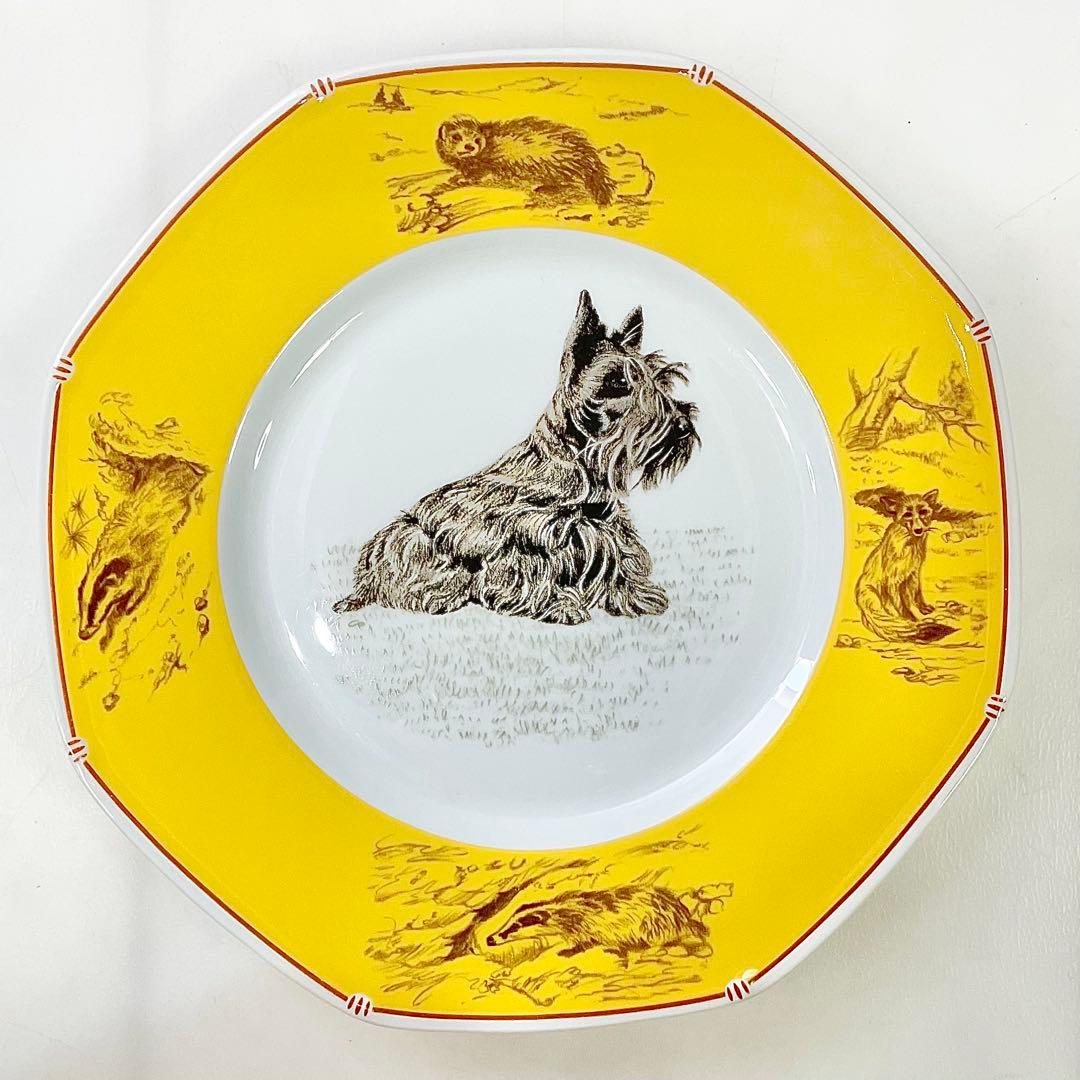 ◎ HERMES エルメス シャス イエロー 八角プレートスコティッシュテリア