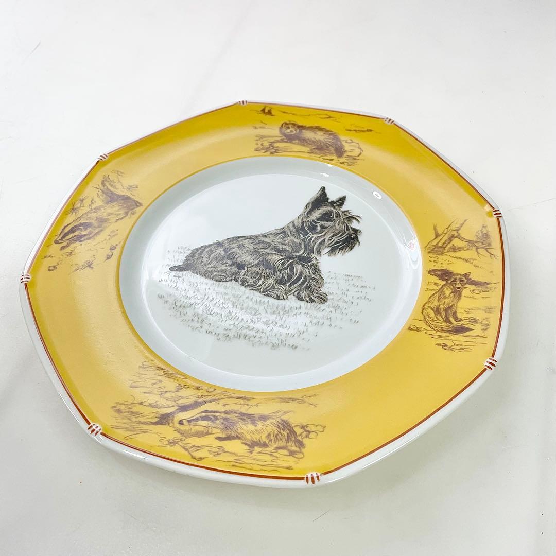 ◎ HERMES エルメス シャス イエロー 八角プレートスコティッシュテリア