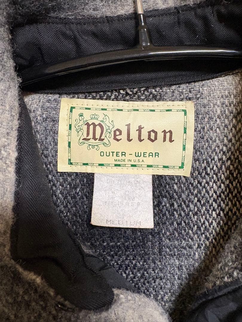 美品　70s 80s メルトン　オンブレ　ウール　CPOジャケット　ブラック