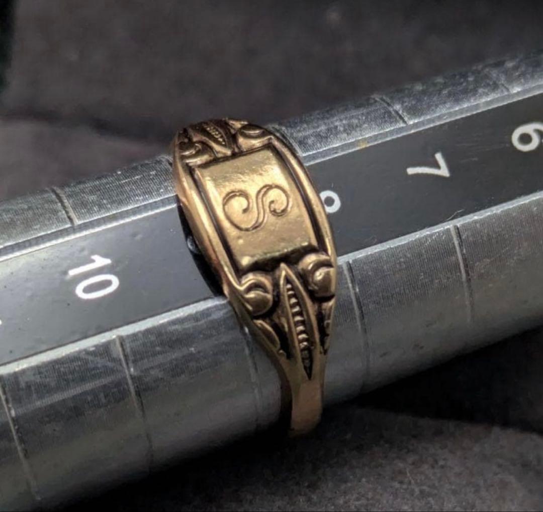 イニシャル「S」 ヴィンテージ 10金 GF シグネットリング 9号 2.5g