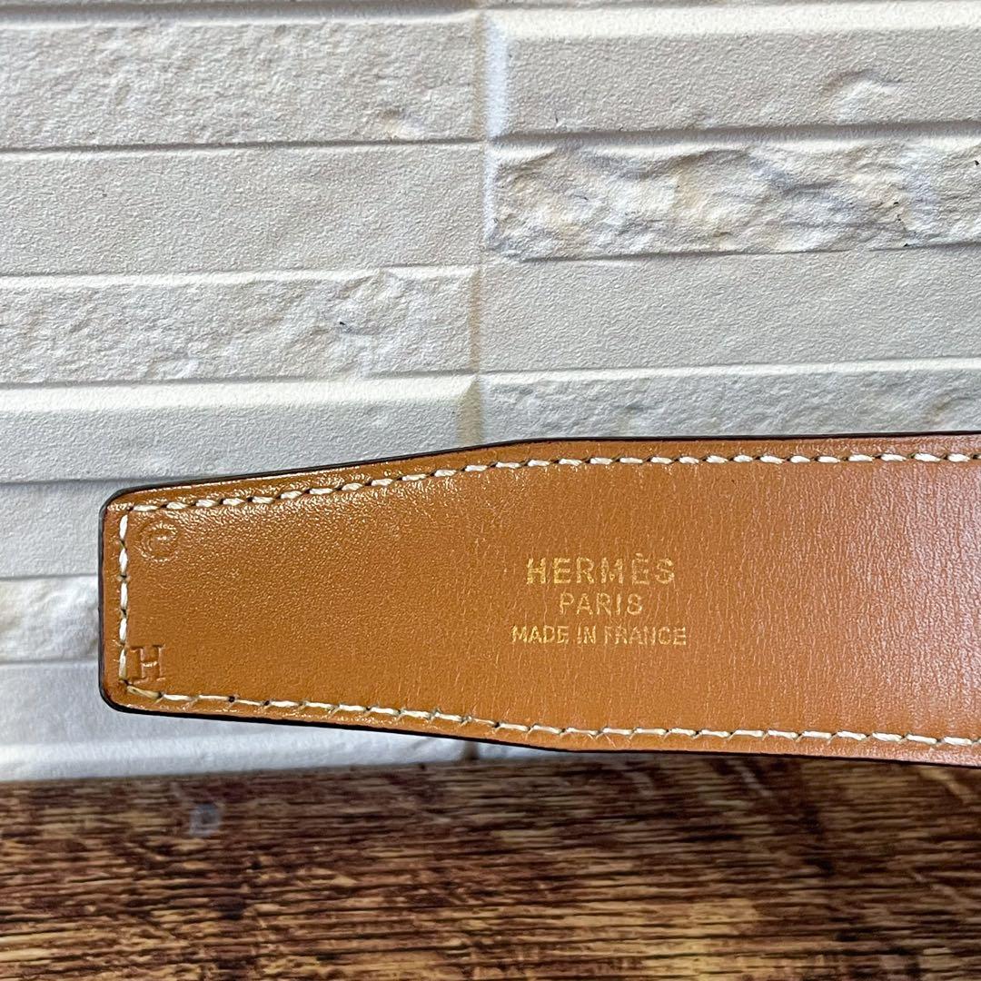 エルメス レザー 馬車金具 バックル ゴールド金具 ベルト ダークブラウン.