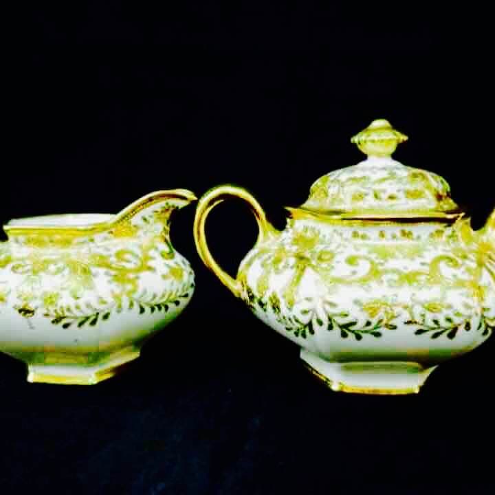 RC金盛薔薇＊ロースオールドノリタケシュが―&クリーマーセット