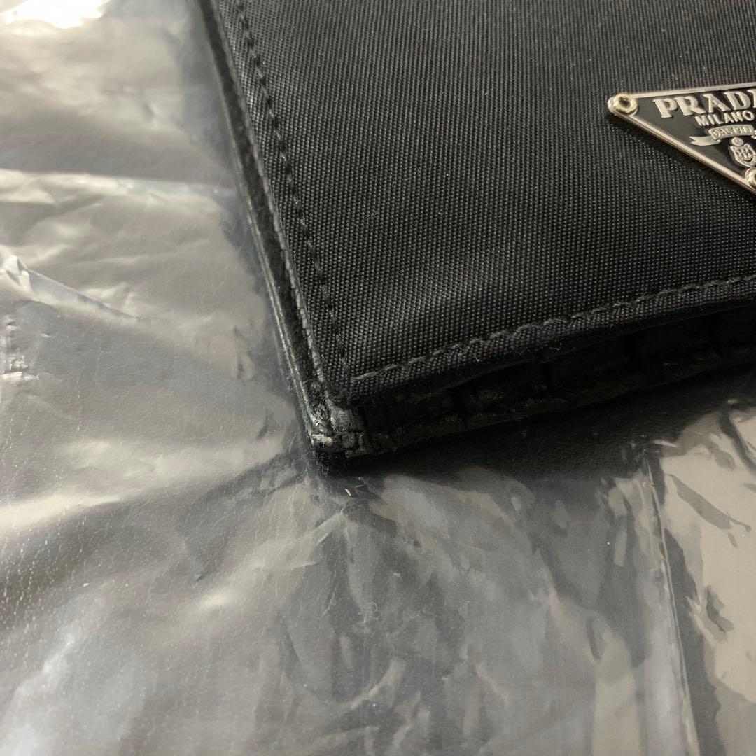 PRADA メンズ 二つ折り財布 ウォレット ロゴプレート 小銭 カード 収納