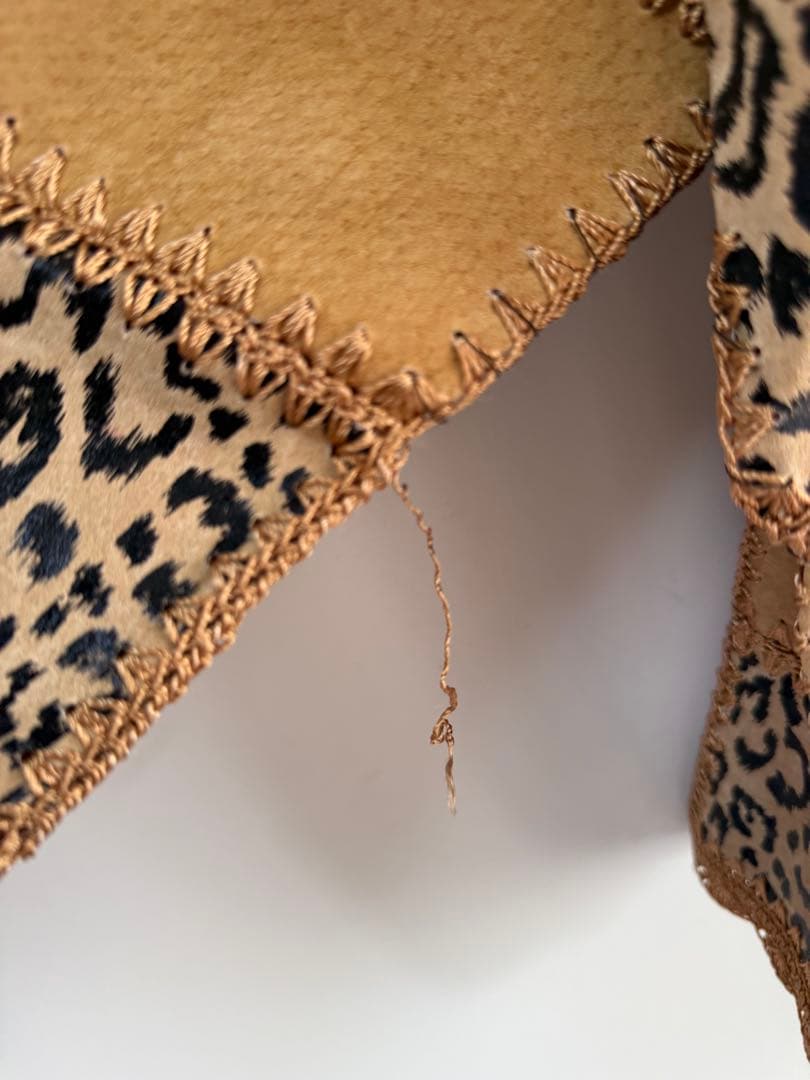 90s レオパード レザー パッチワークジャケット ベージュ hooked