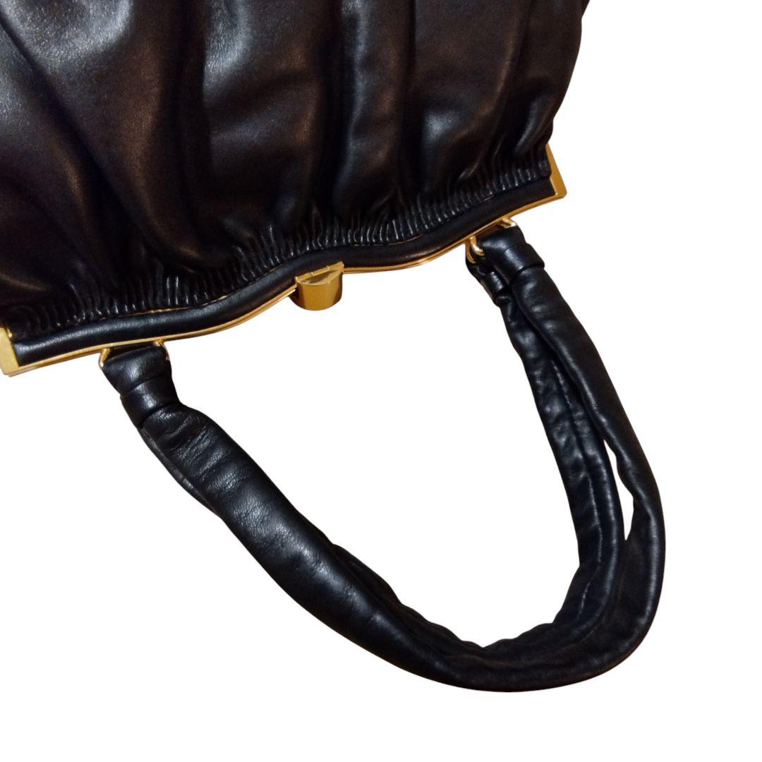 濱野皮革工藝 サンピエトロ 皇室御用達 がま口 ハンドバッグ 貴石 レザー