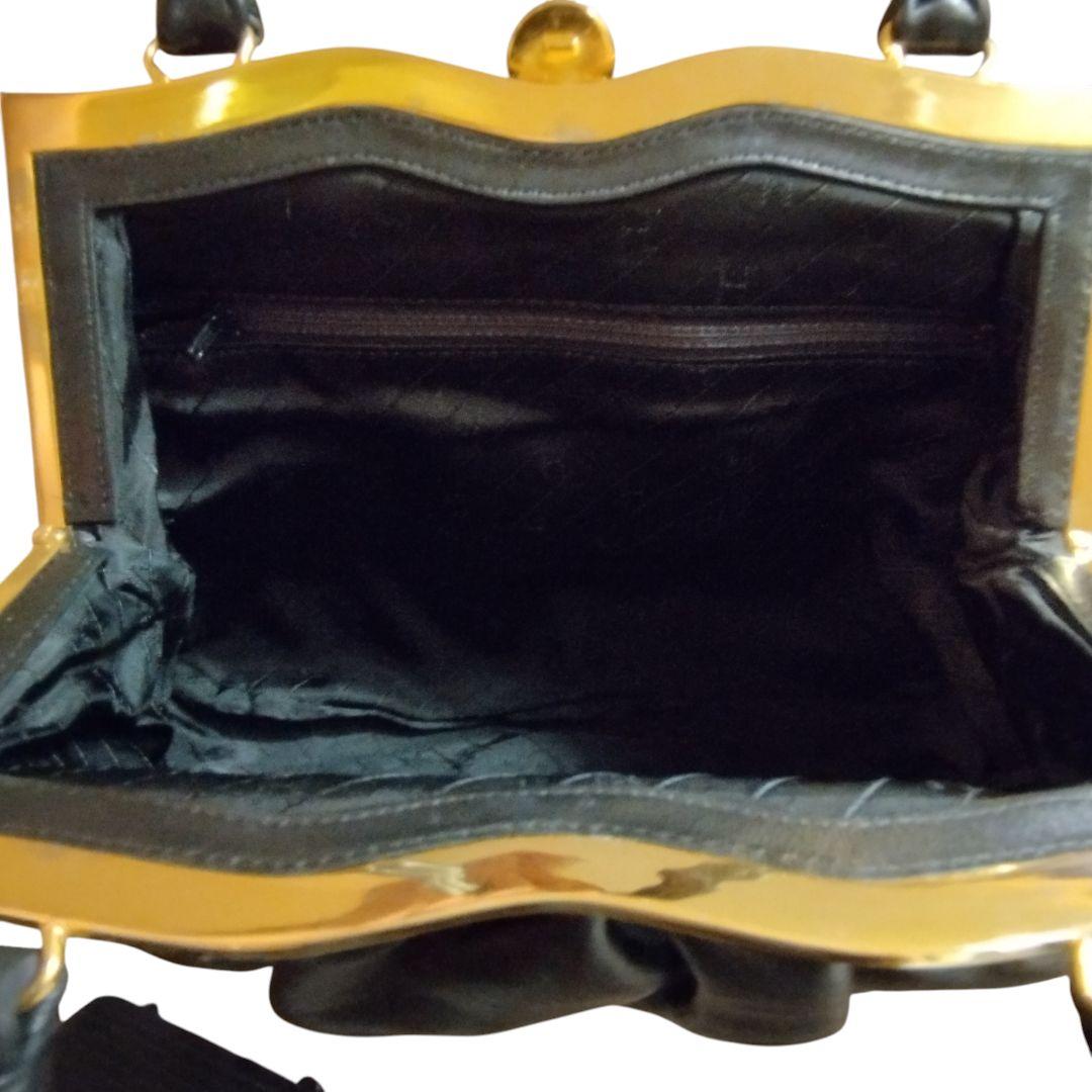 濱野皮革工藝 サンピエトロ 皇室御用達 がま口 ハンドバッグ 貴石 レザー