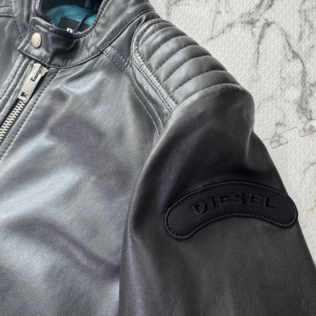 タグ付き美品◎ディーゼル　シングルライダースジャケット　シープスキン　ブラック