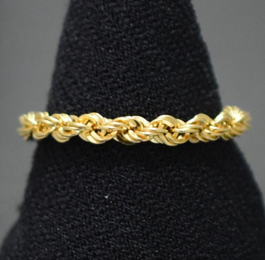 K18 18金 イエローゴールド ロープチェーンリング