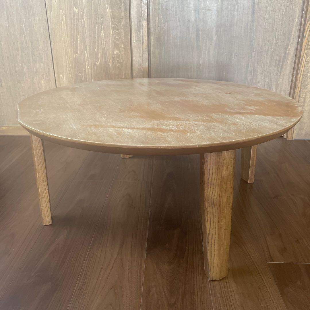 デッドストック【天然木】Table 折りたたみ式座卓円形80cm｜ウォールナット