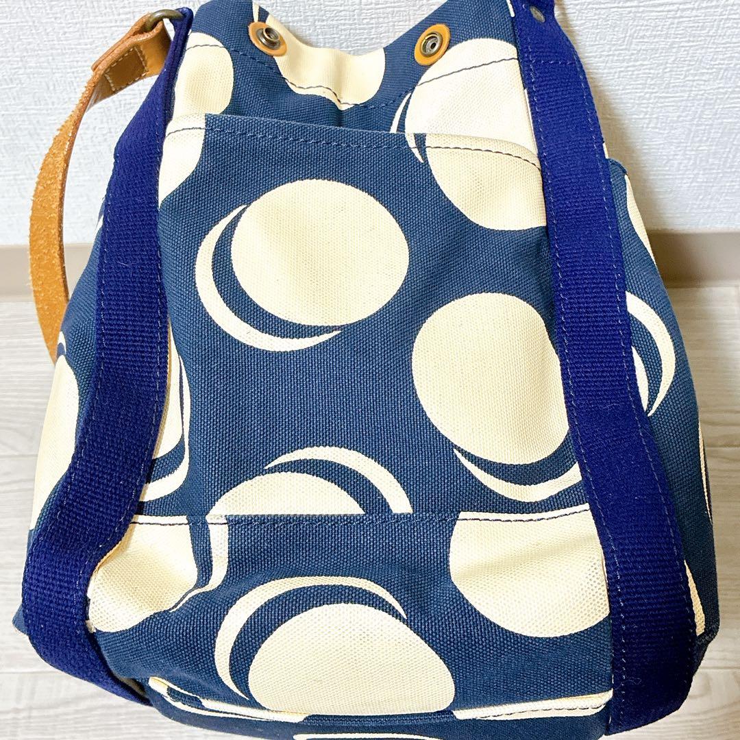 Dakota ビッグトートバックドット柄 ネイビー×ホワイト