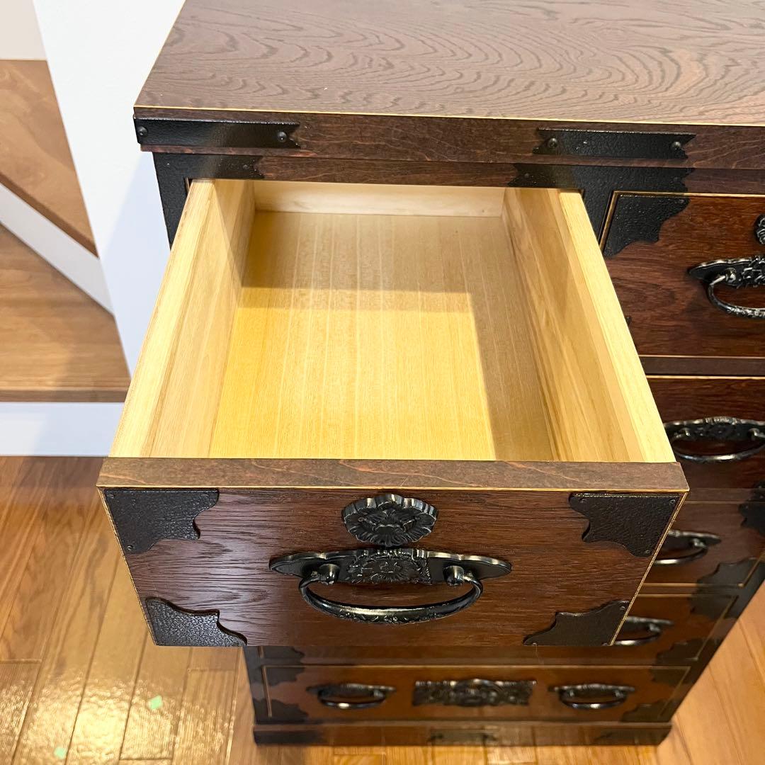 【極美品】民芸家具 5段チェスト 整理箪笥 時代箪笥 収納家具 欅材 和家